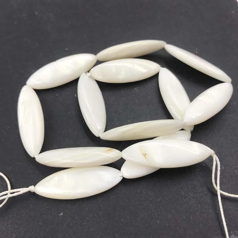 ELEISPL JEWELRY Lots 12 Strands Smooth Shell Mother of Pearls Oval Beads 10x28mm #22010329-1