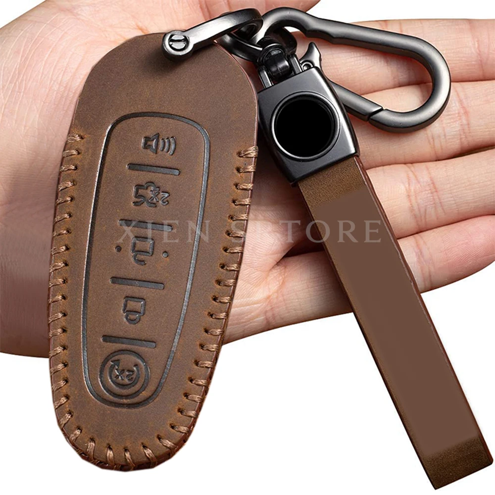 

Retro Leather Car Remote Smart Fob Case Cover For Lincoln MKS MKT MKX Remote 5 Button Smart Key Shell Keychain Bag Accessories