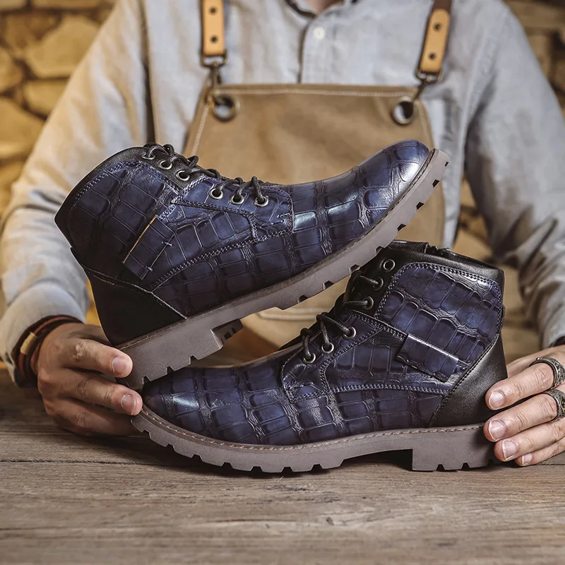 

Men's ort Boots Side Zipper Leather Boots Vintage Casual Desert Boots Outdoor Workwear Boots Cus Design Services