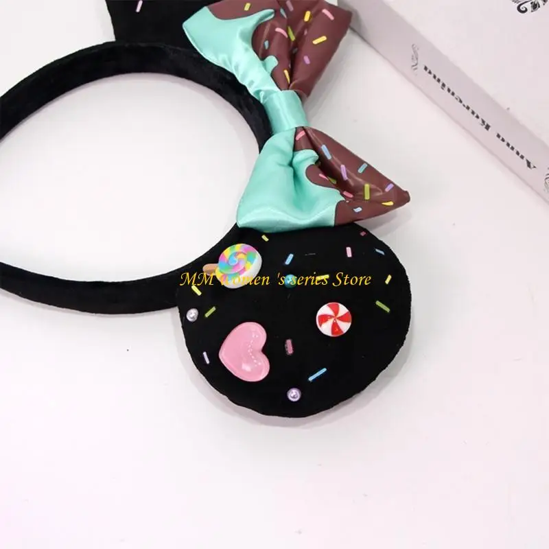 

Q39C Embroidered Heart Mouse Ears Headpiece For Cosplay Theater Costume Event