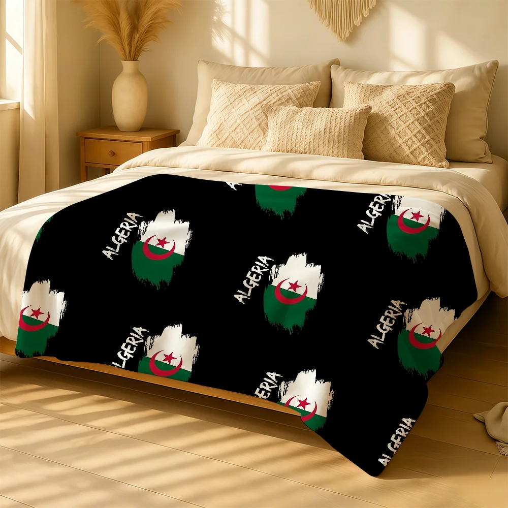 Flag Of Algeria Blanket For Soft Warm Knee For Bedroom Living Room Bed Sofa Camping Picnic Office Gift