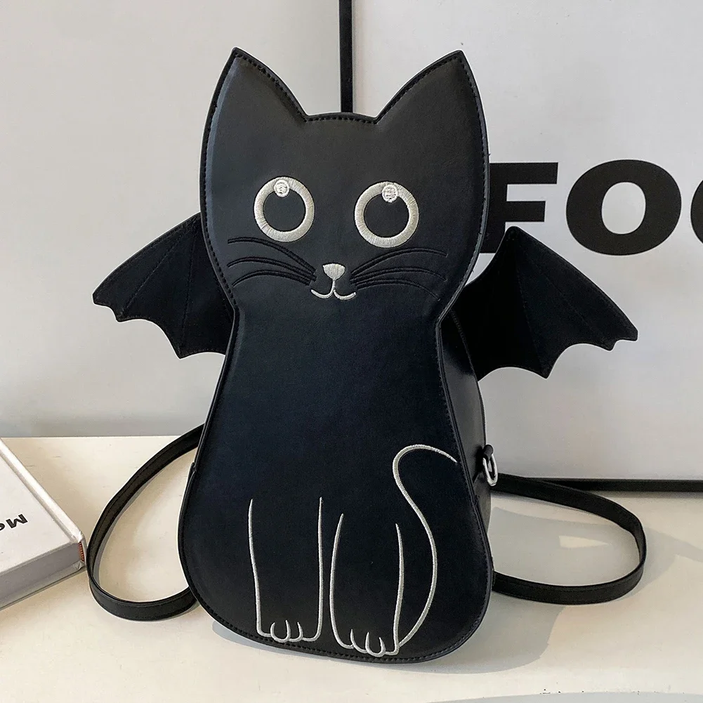 2024 Novelty Sling Purses Cute Black Cat Bat Small Backpacks Classic PU Laether Women\'s Crossbody Bag High Quality Shoulder Bags