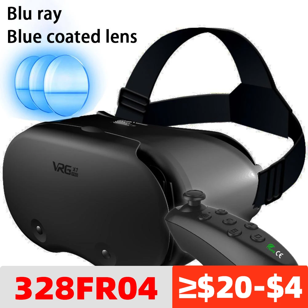 VRG Pro X7 VR  Glasses Blue Light Eye Protective Virtual Reality Helmet Compatible For 5-7 Inches Intelligent Phone
