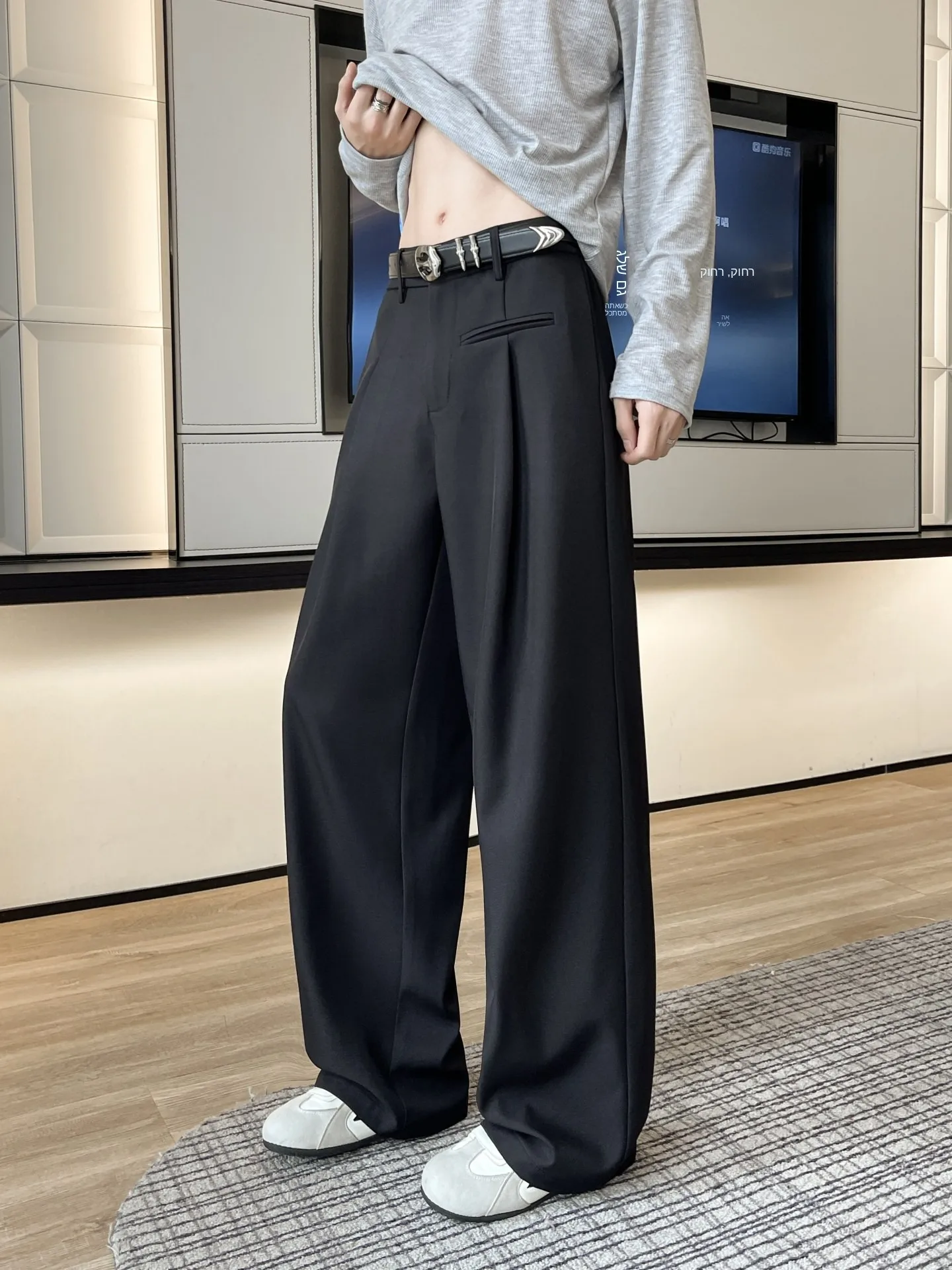 Casual Straight Leg Men's Pants plus Size  Color Fashionable American Retro Wide Leg Long Trousers Comfortable Breathable
