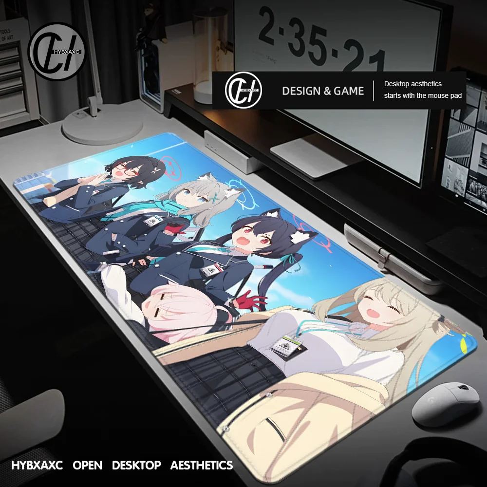 

Large Sorasaki Hina Hifumi Mouse Pad Cute HD Desk Pad Extended Gaming Keyboard Mats Large 100x50cm XXL Blue Archive Mousepad