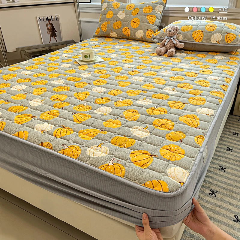 Silent Breathable Soft Fitted Mattress Cover, Anti-Mite Antibacterial Non-Slip All Season Mattress Protector Single Double Size