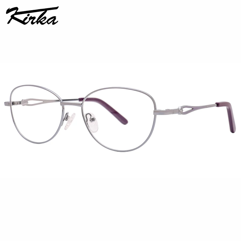 Kirka Female Eyewear Triangle Cat Eye Frames Shine Colors Metal Glasses for Women Diamond Gems Temples Optical Frames MW1063