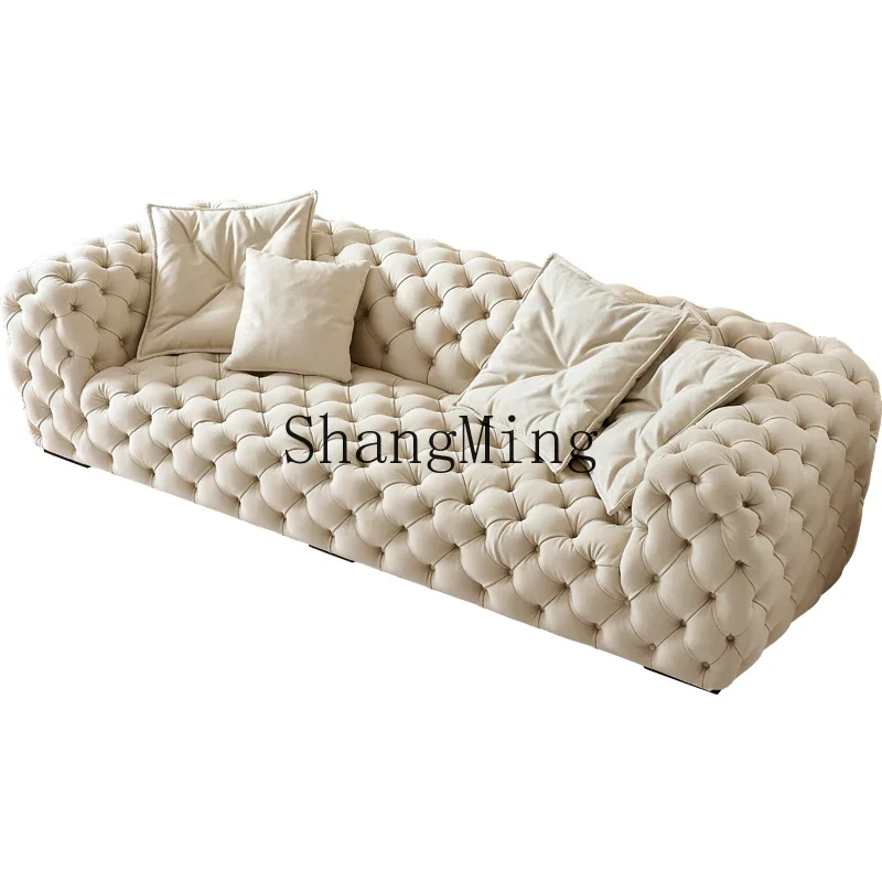 ZZJ Cream Wind Moon Surface Large Sitting Sofa Villa Small Apartment Living Room Balcony Pull-up Fabric Wear-resistant Sofa