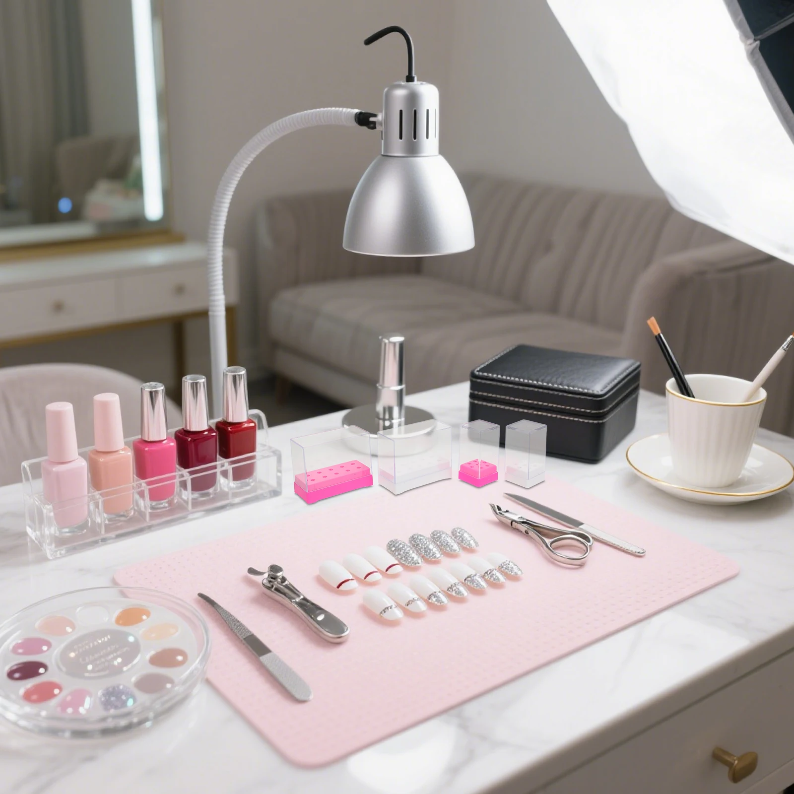 

4Pcs Nail Implement Storage Box Elegant Nail Drill Bit Holder Stand for Manicure Tool Organization Display Cleaning