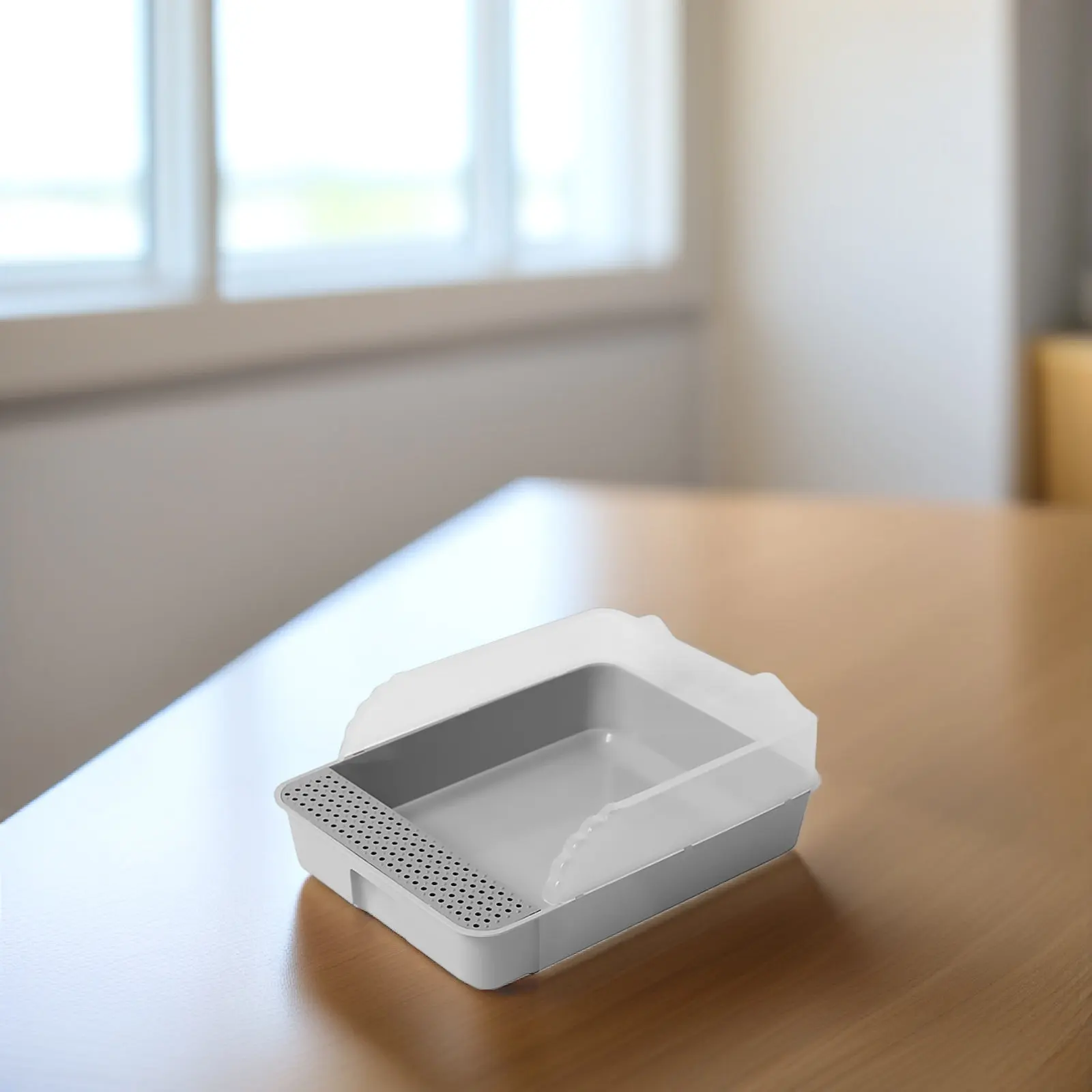 

Cat Litter Box Semi-Enclosed Detachable Design Heightened Fence Anti-Splashing Kitten Litter Pan Toilet Easy Cleaning