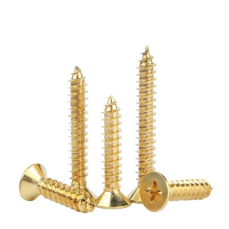 Brass Cross Countersunk Head Self-tapping Screw Pure Brass Wood Screws Flat Head Self-tapping M2 M3 M3.5 M4 M5 Wood Furniture