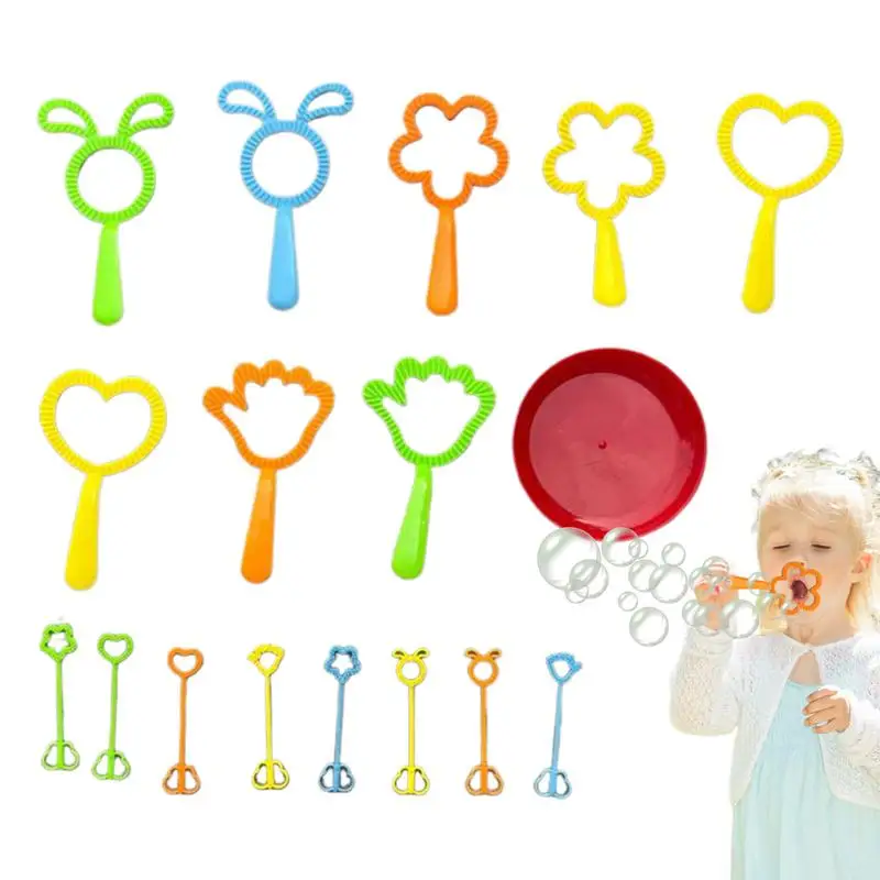 버블 완드 꽃 버블 완드 장난감 17 조각 생일 부활절 소년 카니발 교실 뒷마당을위한 재미있는 대화 형 해변 게임