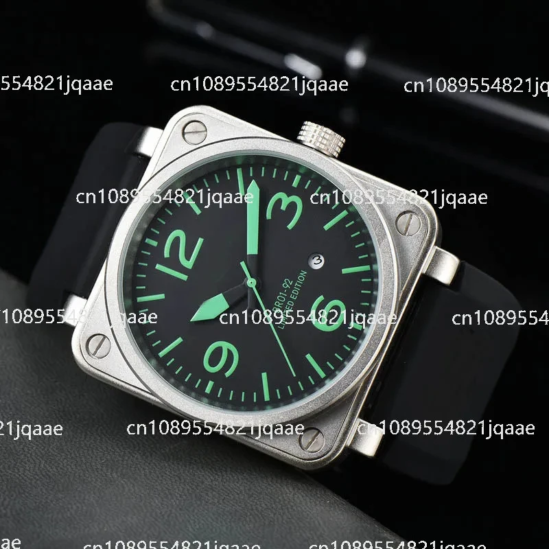 2024 Original Brand Men Automatic Mechanical Watch Bell Black Ross Rubber 46mm Large Dial Men for Watches