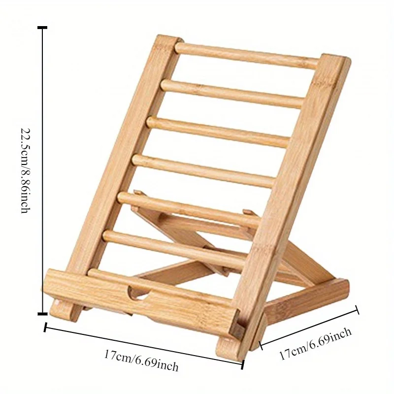 

1Pc Creative Phone Holder for Lazy People, Bamboo and Wood Flat Stand, Tablet Folding Stand, Phone Holder