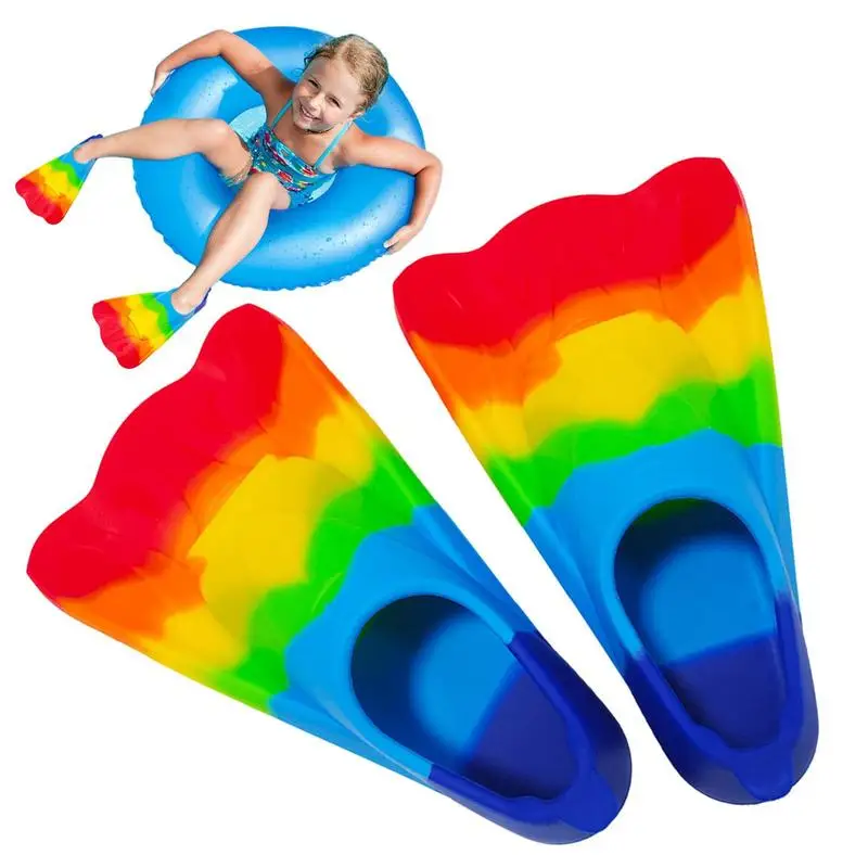 

Kids Swim Fins Comfortable Silicone Flippers For Swimming And Diving Short Swim Fin For Beginners Kids Girls Boys