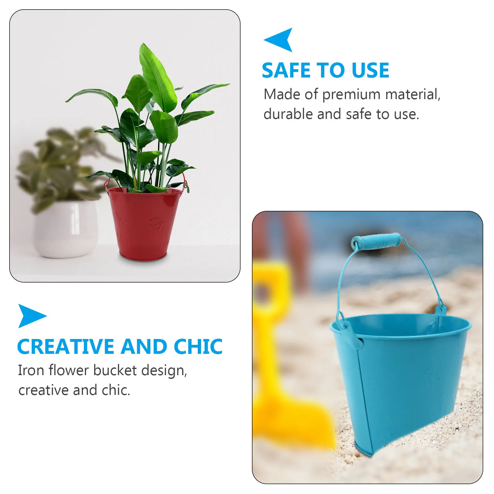 4Pcs Iron Sheet Flower Bucket Creative Mini Planter Decorative Flowerpot for Home Decor Table Window Display Modern Simple