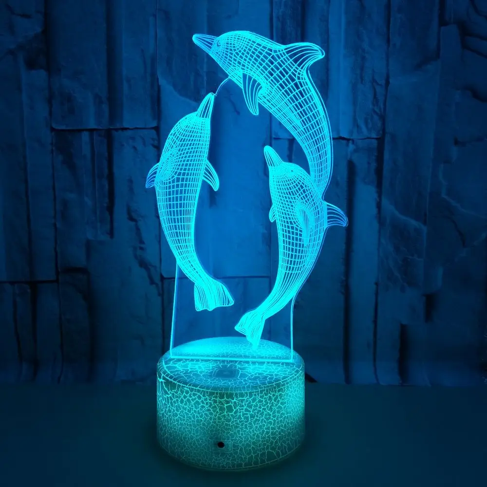 Nighdn Dolphin Night Lights para decoración de habitación, lámpara Led de mesa de escritorio que cambia de Color, luz nocturna para niños, regalo de cumpleaños y Navidad