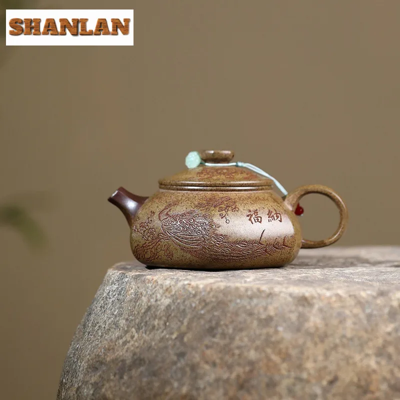 

300ml Handmade Yixing Purple Clay Teapots Artists Handmade Hexagonal Pot Raw Ore Agilawood Mud Kettle Zisha Tea Set Tea Services