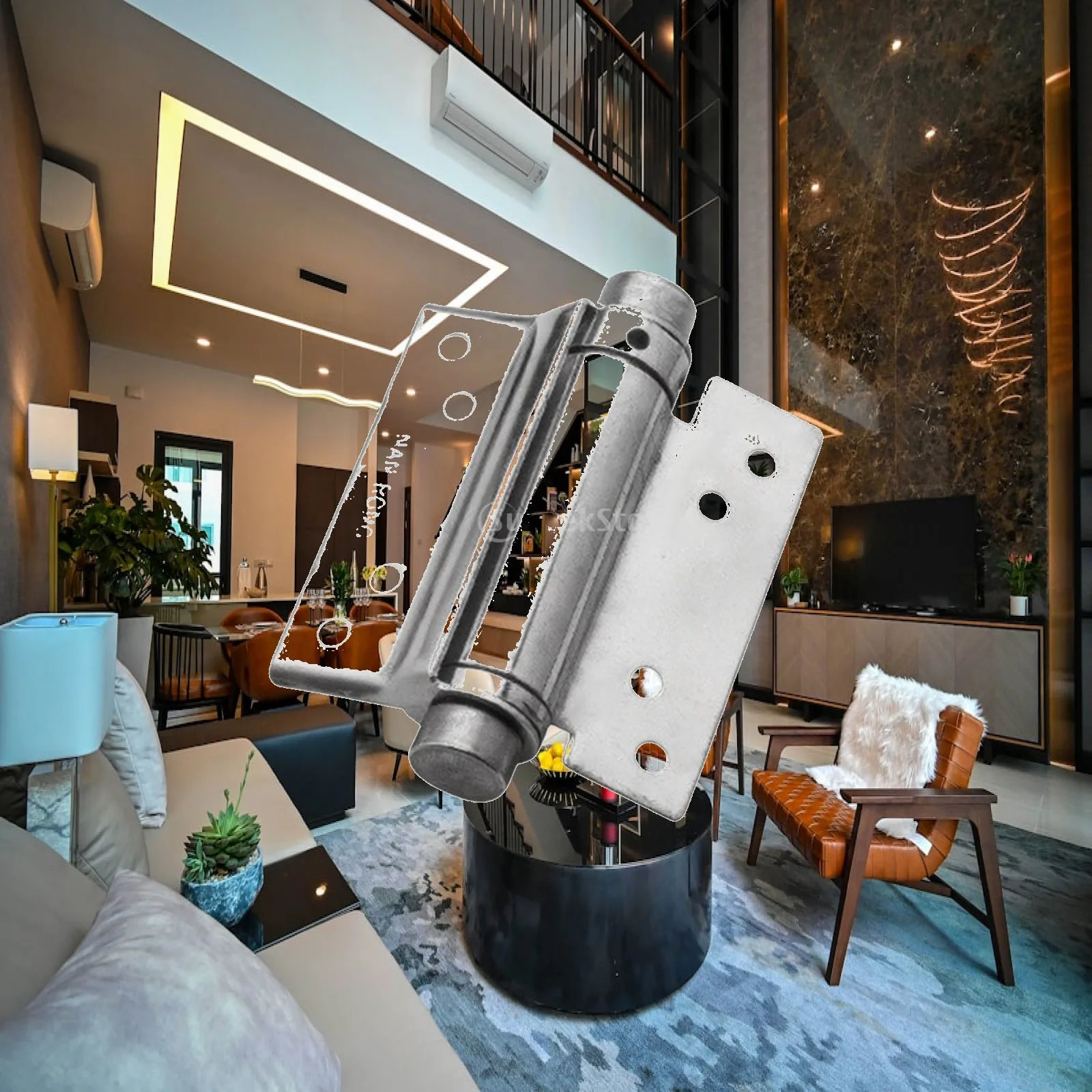 Spring Hinge Self Closing Door Hardware Adjustable Tension Cold Rolled Steel Fittings Kit with Screws Pins for Swing Door