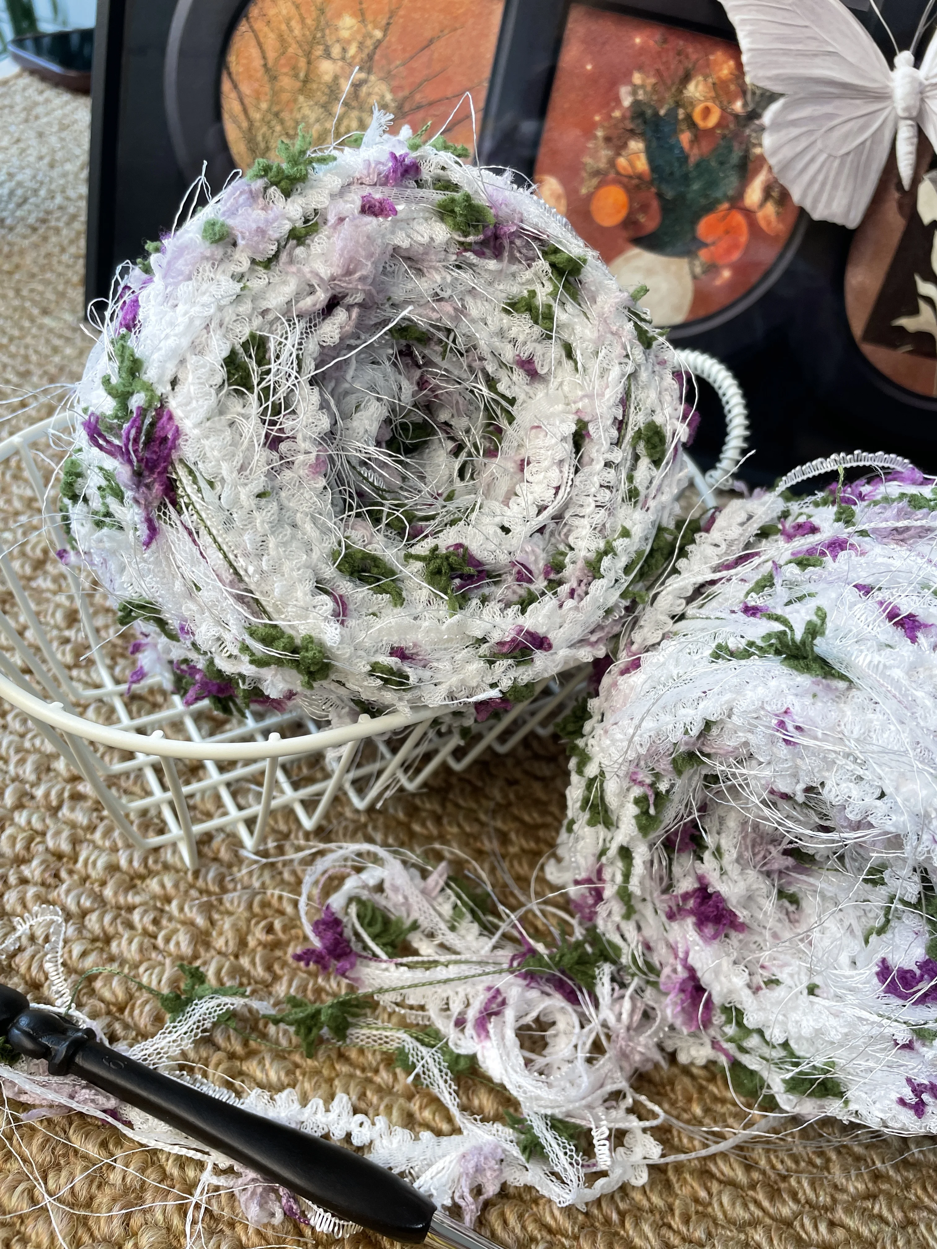 200g Featured Handmade Mixed Yarn Fancy Yarn Crochet Flower Thread DIY Hair Clip ,Bag, Handmade Artwork ,Holiday Gift view 5