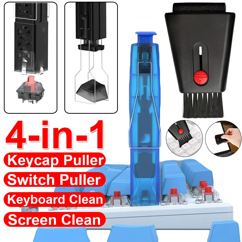 4 in 1 Key Switch Puller Keycaps Puller Clean Brush Unloading Wire Switch Mechanical Keyboard Removal Tool DIY Cleaning Kits