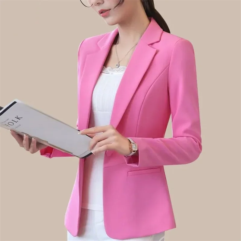 

Office Blazer Casual Coat Yellow Black Long Sleeve Suits Blazers Women Korean Spring Autumn Slim Business Blazer Ladies Coats