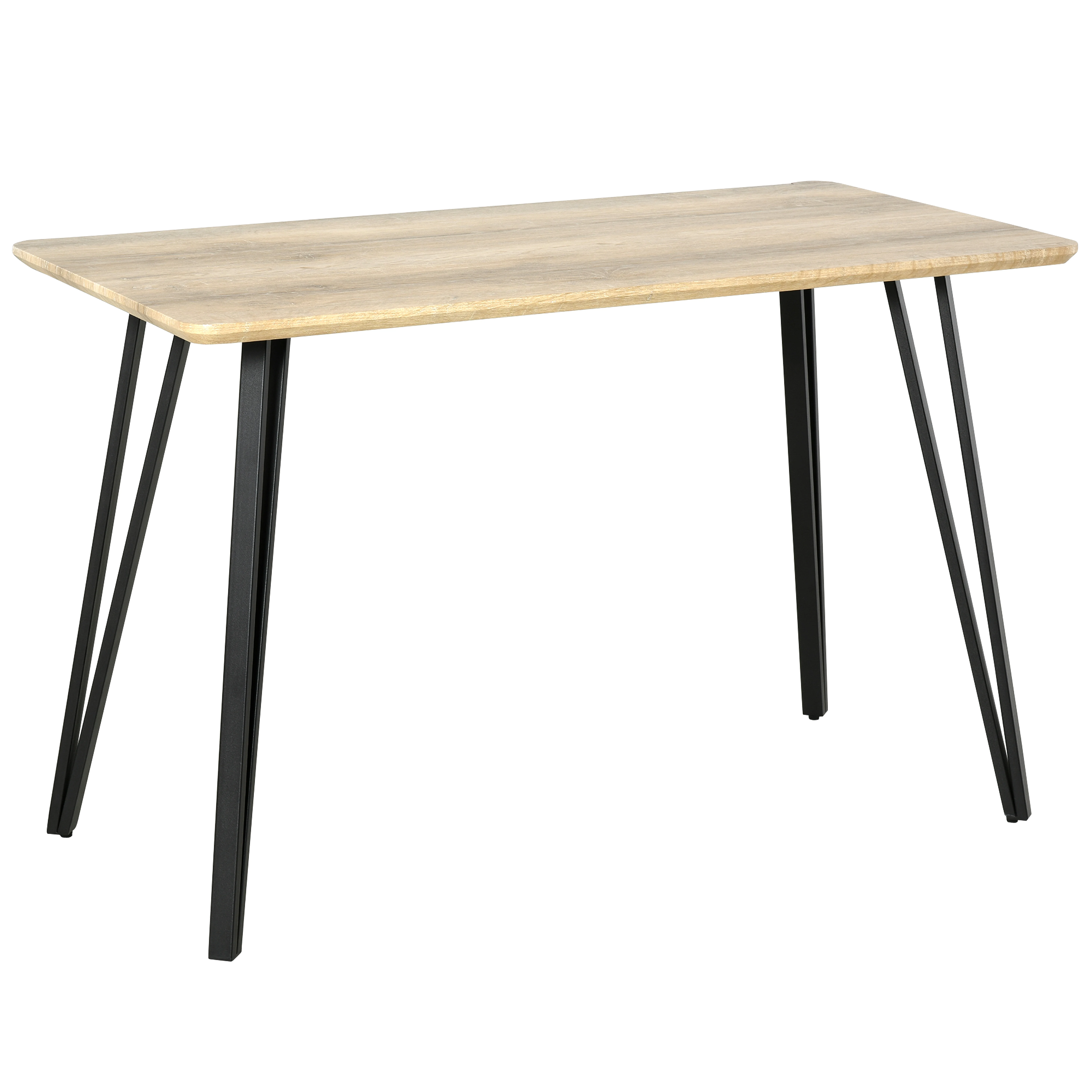 Mesa de comedor HOMCOM de diseño industrial con bandeja grande, tamaño dim. 120L x 60l x 75H cm, patas de metal negras con pines, aspecto MDF, roble cla