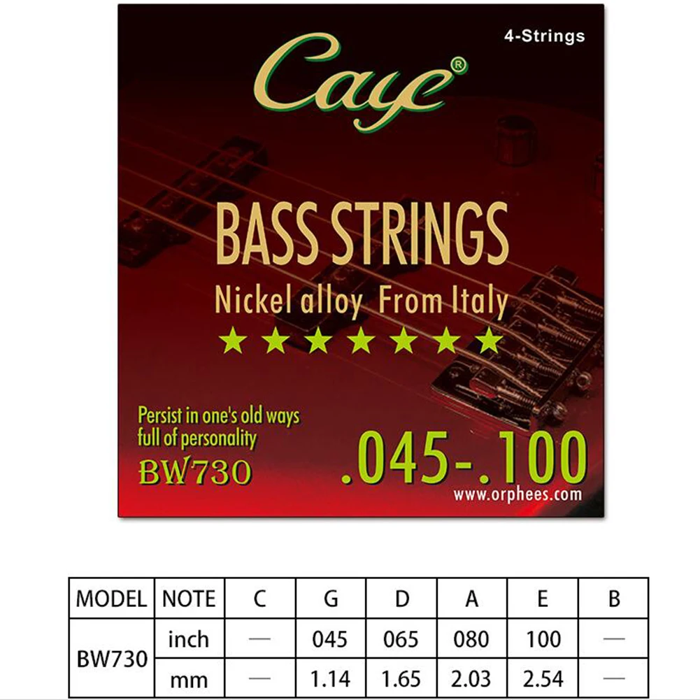 CAYE BW Series 4/5/6 Pcs Bass Strings Hexagonal Steel Core Inner Wire Bass Strings Stringed Instrument Replacement Accessories