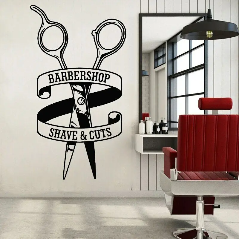 Barber Shop Haircut Scissors Vinyl Sticker Decal – 5x4 Inches For Cars Vans Motorcycles