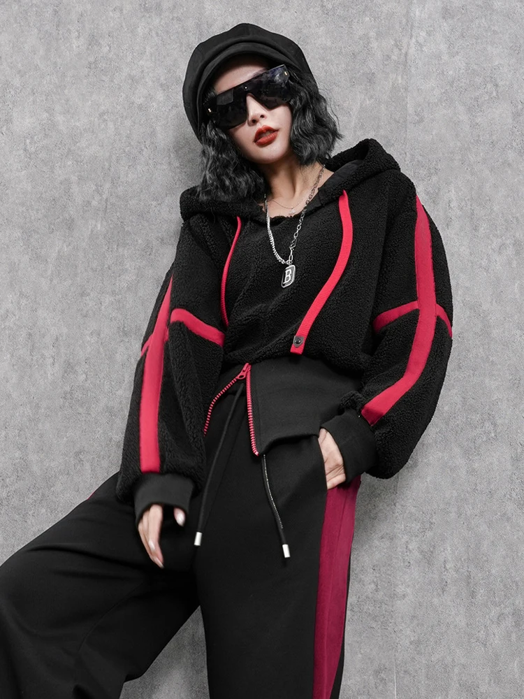 Max LuLu 2023 Winter Fashion Thicken Loose Hoodies Womens Vintage Striped Sweatshirts Ladies Classic Leisure Punk Hooded Clothes