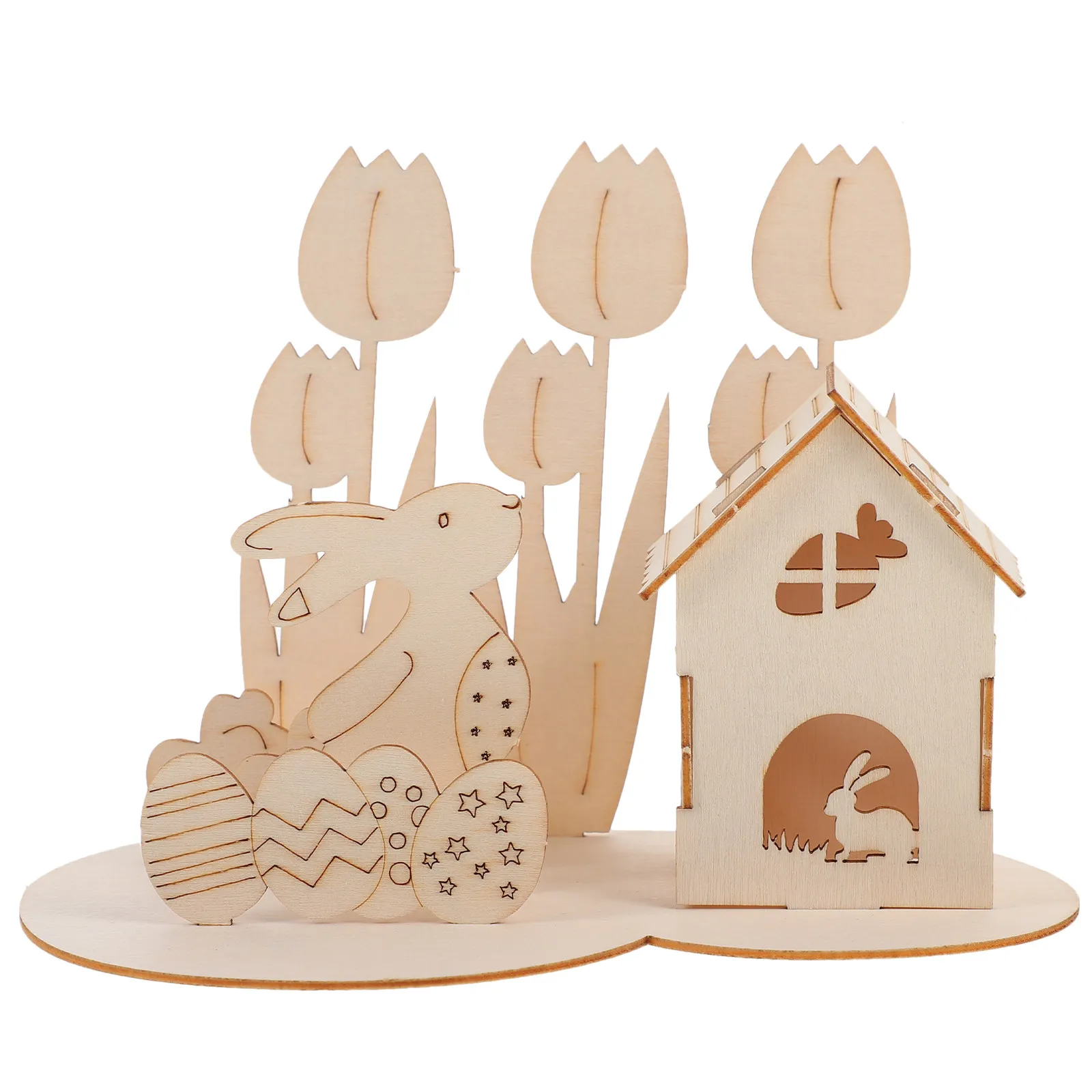 

1Set Rabbit Shaped Easter Egg 3D Wood Puzzle DIY Craft Educational Activity for Kids Toddlers Boys Girls Family Entertainment
