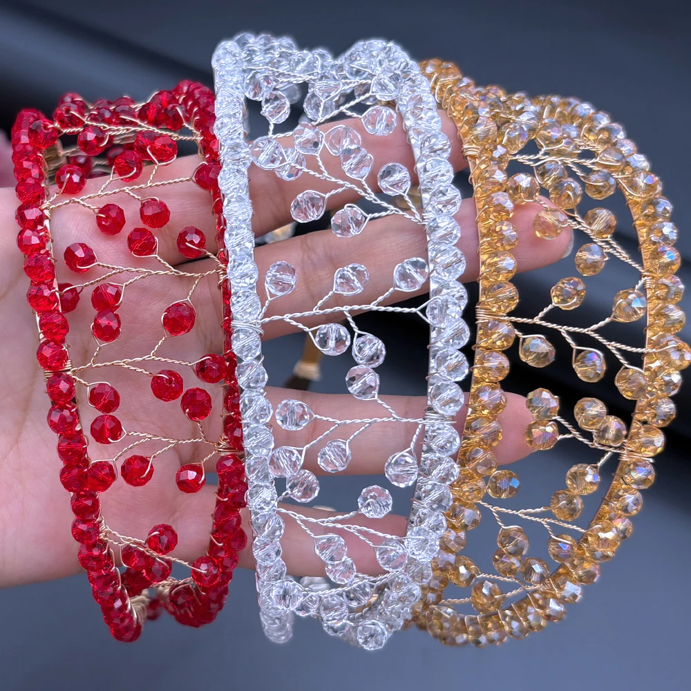 DZ299 الأميرة تاج الأحمر كريستال الزفاف تيارا الشمبانيا الفتيات إكسسوارات الشعر الفضة الزفاف عقال عيد ميلاد رئيس هوب هدية