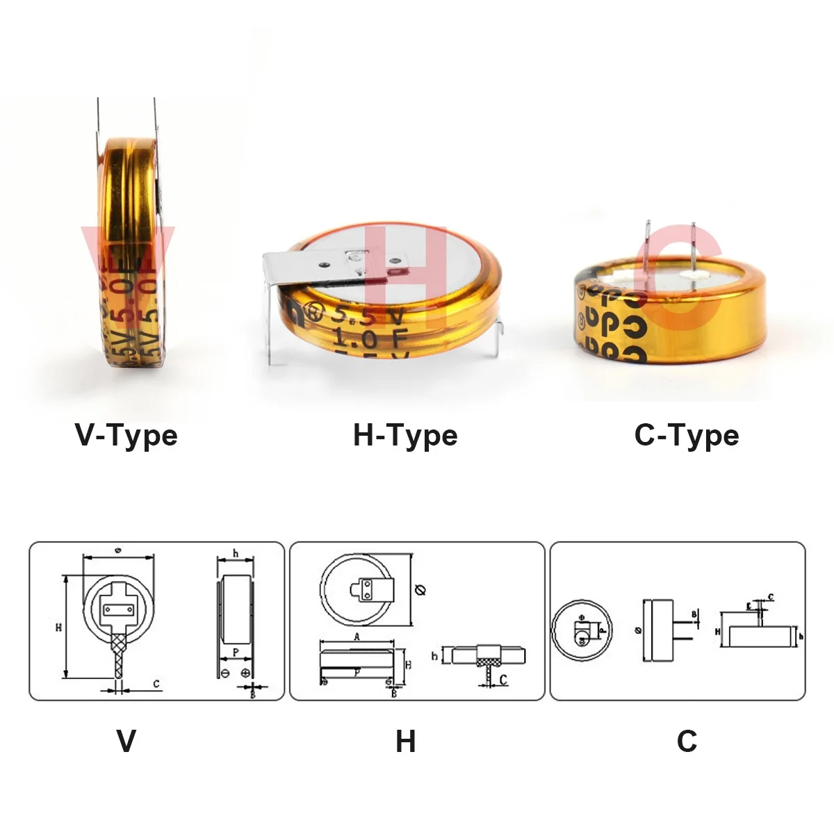 Imagem -05 - Supercapacitor Veículo Viajando Dados Capacitor de Dupla Camada Gravador c v H-tipo 5.5v Farah Super Capacitor 5.5v