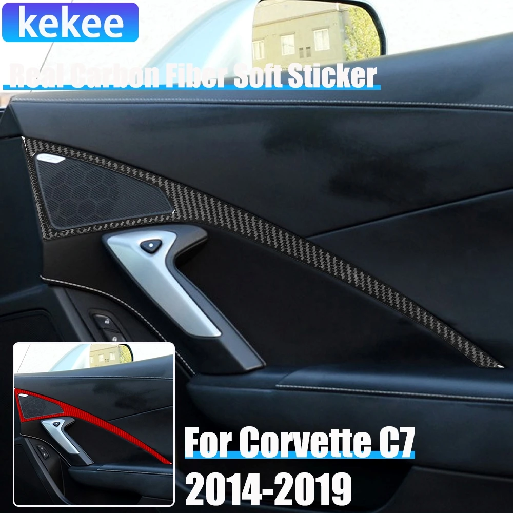 

Real Carbon Fiber Car Accessories Passenger Door Speaker Decorative Cover Soft Sticker For Corvette C7 LT1 Z06 ZR1 LT5 2014-2019