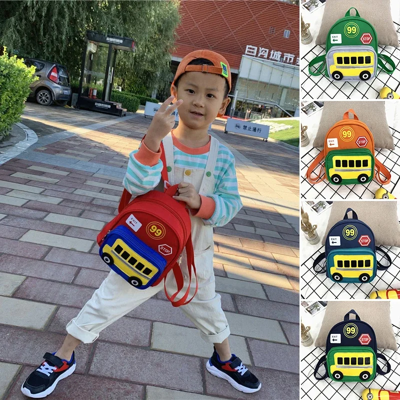 Back To School Cartoon Car Children Backpack Kindergarten Kids School Bags for Girls Boys Cute Canvas Toddler Schoolbag