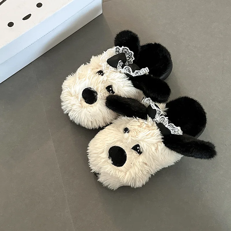 

Хлопковые тапочки с рисунком собаки, уютные домашние тапочки на толстой подошве, женские удобные теплые осенне-зимние нескользящие уличные тапочки