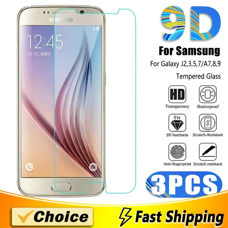 3Pcs HD Tempered Glass For Samsung Galaxy A3 5 9 A7 A8 J3 5 J7 2016 2017 J2 J7 Core J5 Prime Protective film Screen Protector