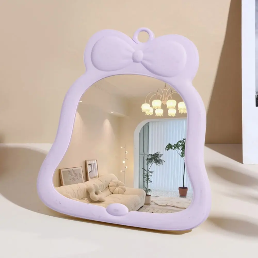 Cute Bow-knot Makeup Mirror Single Face Portable Tabletop Makeup Mirror Multifunction Wear-resistant Folding Mirror Girls