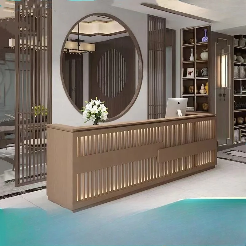 New Chinese Style Checkout Counter for Bar Company Front Desk Reception Welcome Desk for Caier Shop Barber Shop Beauty