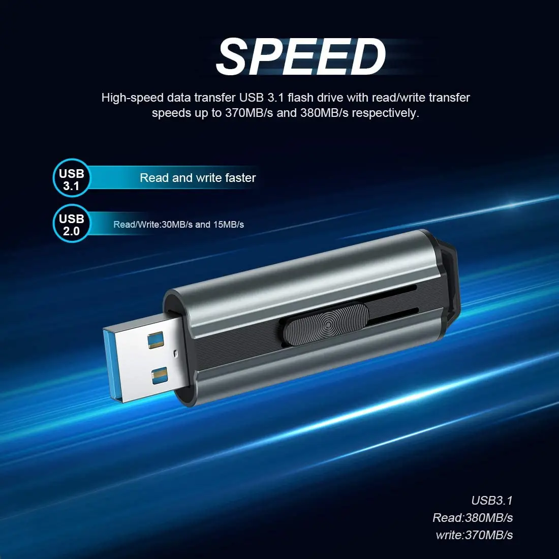 KOOTION U210 플래시 드라이브, USB 3.1 펜드라이브, 고속 펜 드라이브, USB 3.1 방수 메모리 스틱, 256GB, 128GB, 64GB