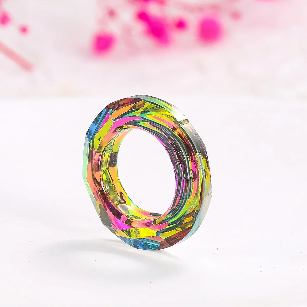 

5PCS Colorful Ring Crystal Prism Faceted Suncatcher for Windows Decoration Chandelier Parts DIY Home Wedding Decor Accessories