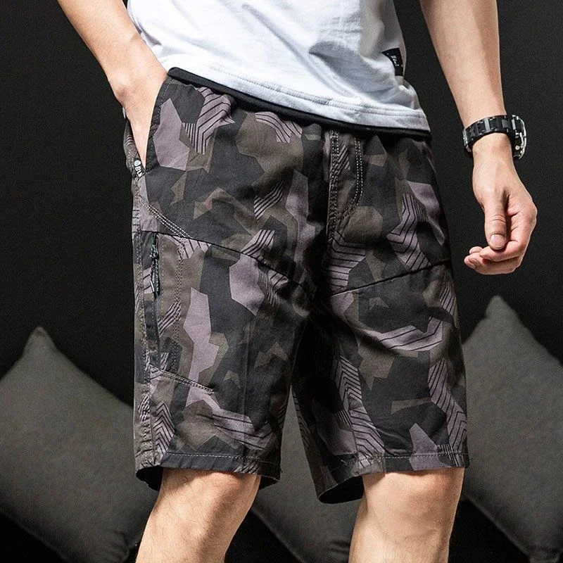 Mens Cargo Shorts Khaki Camo Long Bermuda Short Pants for Men Camouflage Half Luxury Jorts Wide Popular Clothes Hevy Whate Homme