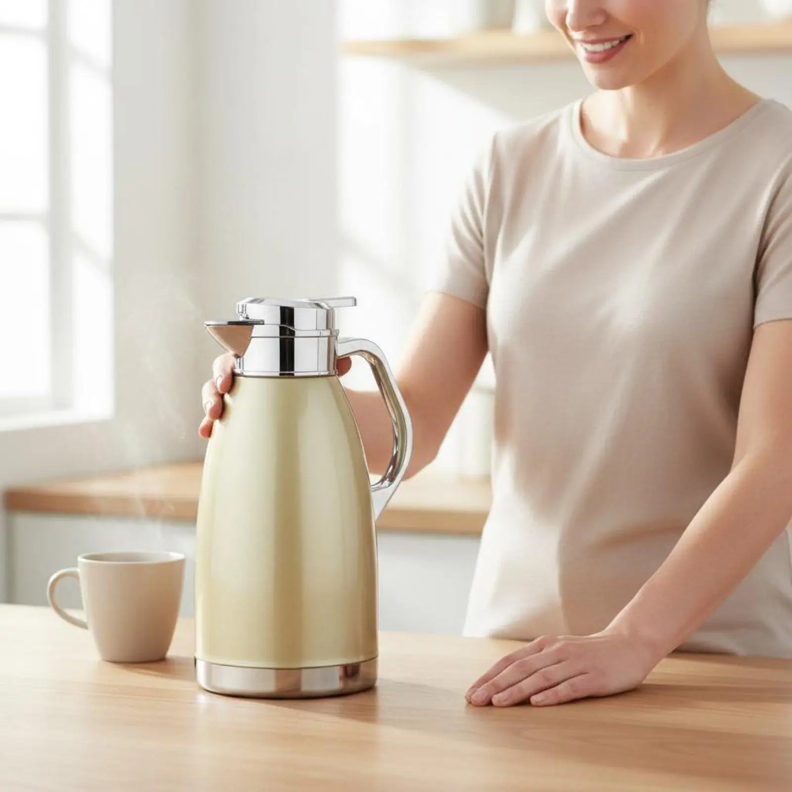 Heating Cup 316 Stainless Steel Thermos Double Layer Insulated Coffee Mug for Work Home Travel Use