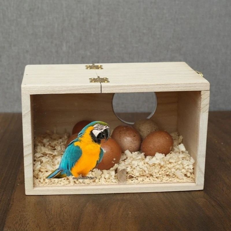 

Parrot Breeding Box Wooden Acrylic Hanging Breeding Bird Cage Household Budgerigar Parrot Quail Nest Little Bird Habitat House