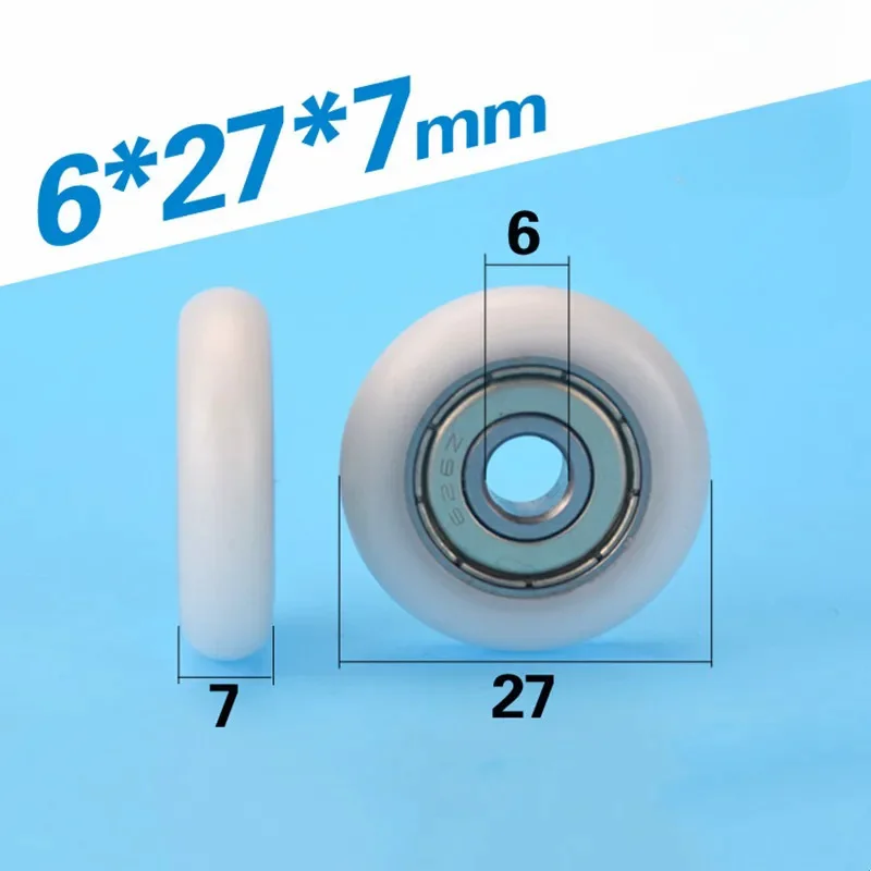 circular arc plastic coated bearing 626ZZ 626 6*27*7mm POM nylon pulley roller wheel bore size 6mm diameter 27mm