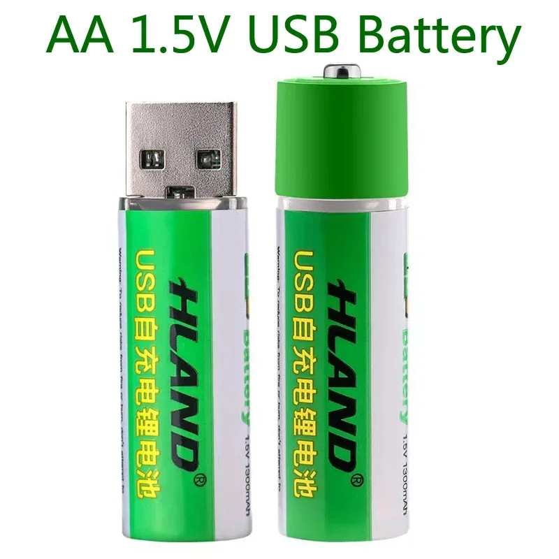 2024 NEW Large capacity 1.5V AA 1300mAh USB rechargeable lithium ion battery for remote control wireless mouse + cable