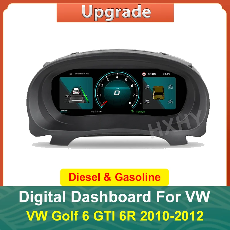 Car LCD Digital Cluster Virtual Cockpit SpeedMeter Dash Carplay For VW Golf 6 GTI 6R 2010-2012 Screen Instrument Panel Unit