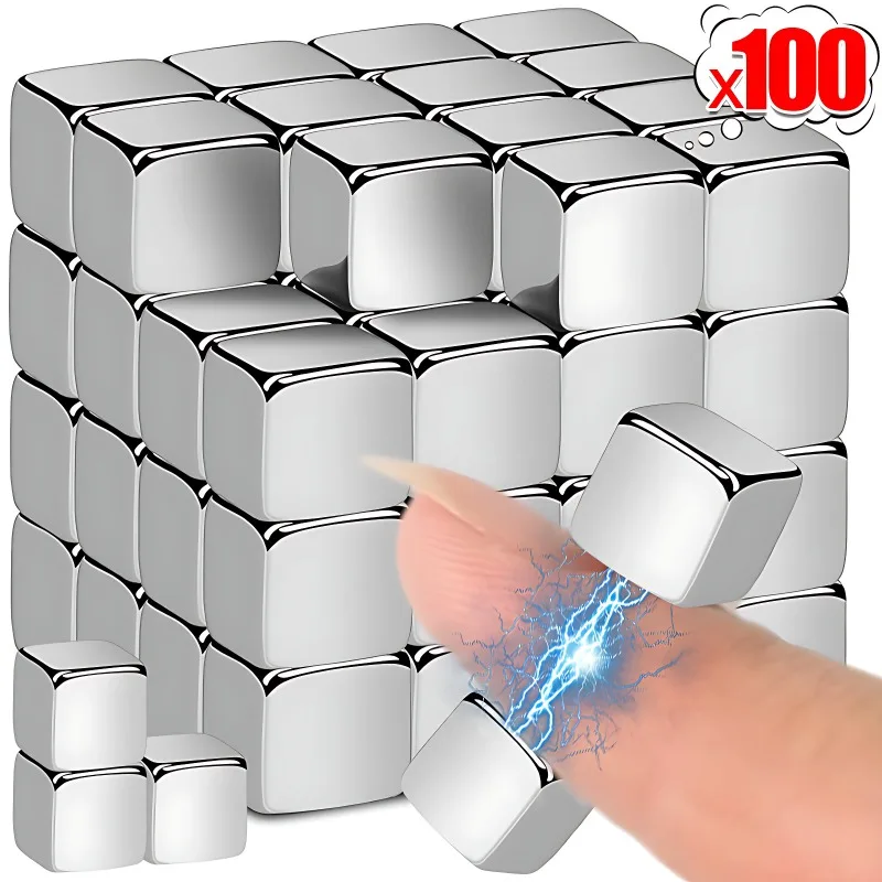 100/10PCS Strong Neodymium Magnets Mini Square Cube Neodymium Magnet Heavy Duty Office Whiteboard Fridge DIY Crafts Magnets