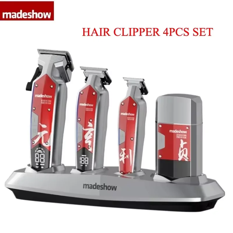 MADESHOW 4pcs Barber Clippers & Trimmer Set,Professional Hair Clippers for Men,Mens Cordless Hair Clipper for Barbers Haircut