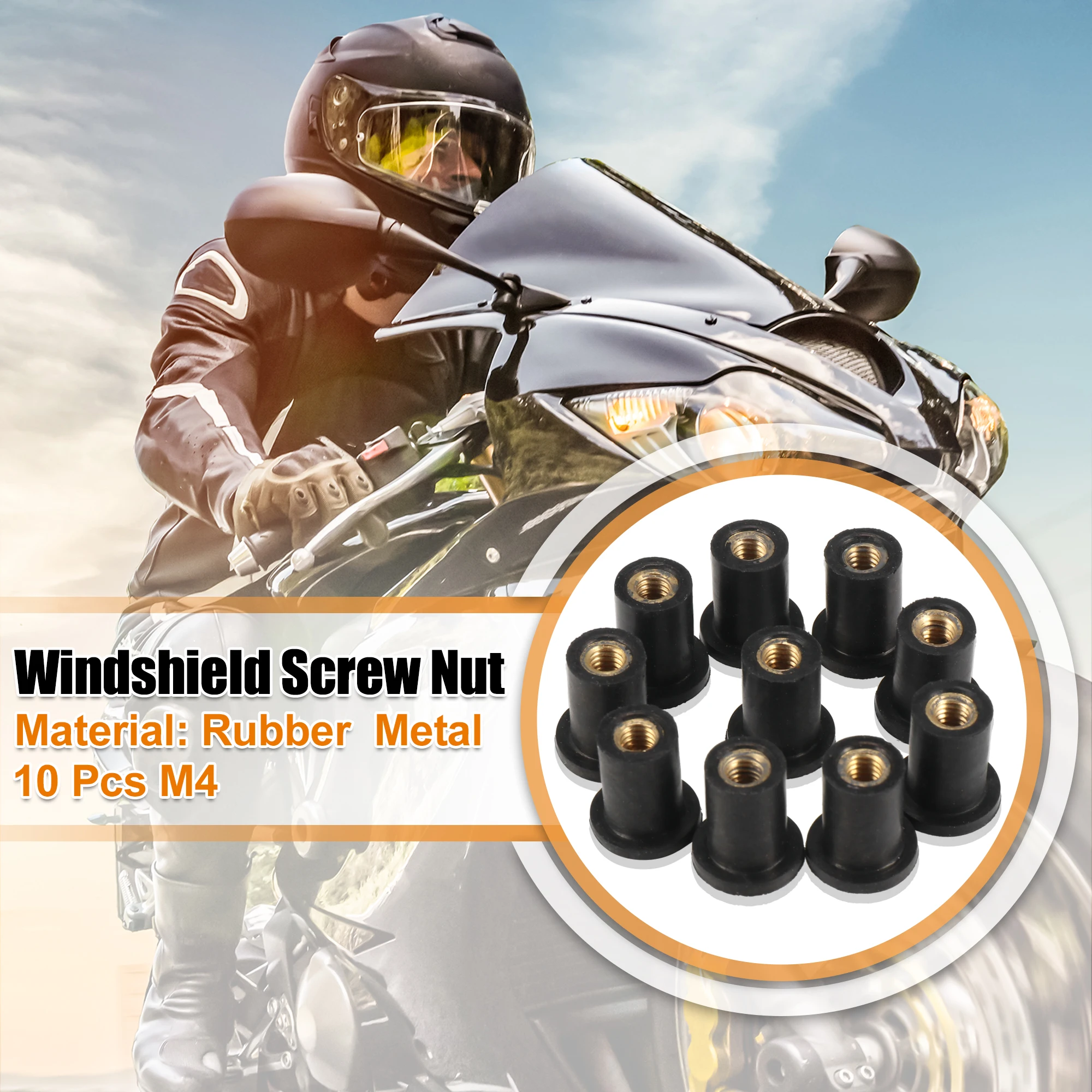 X Autohaux 10 stücke M4 Gerade Gut Muttern Motorrad Windschutz Windschutz Schrauben Gummi Schrauben Mutter Universal Verschluss